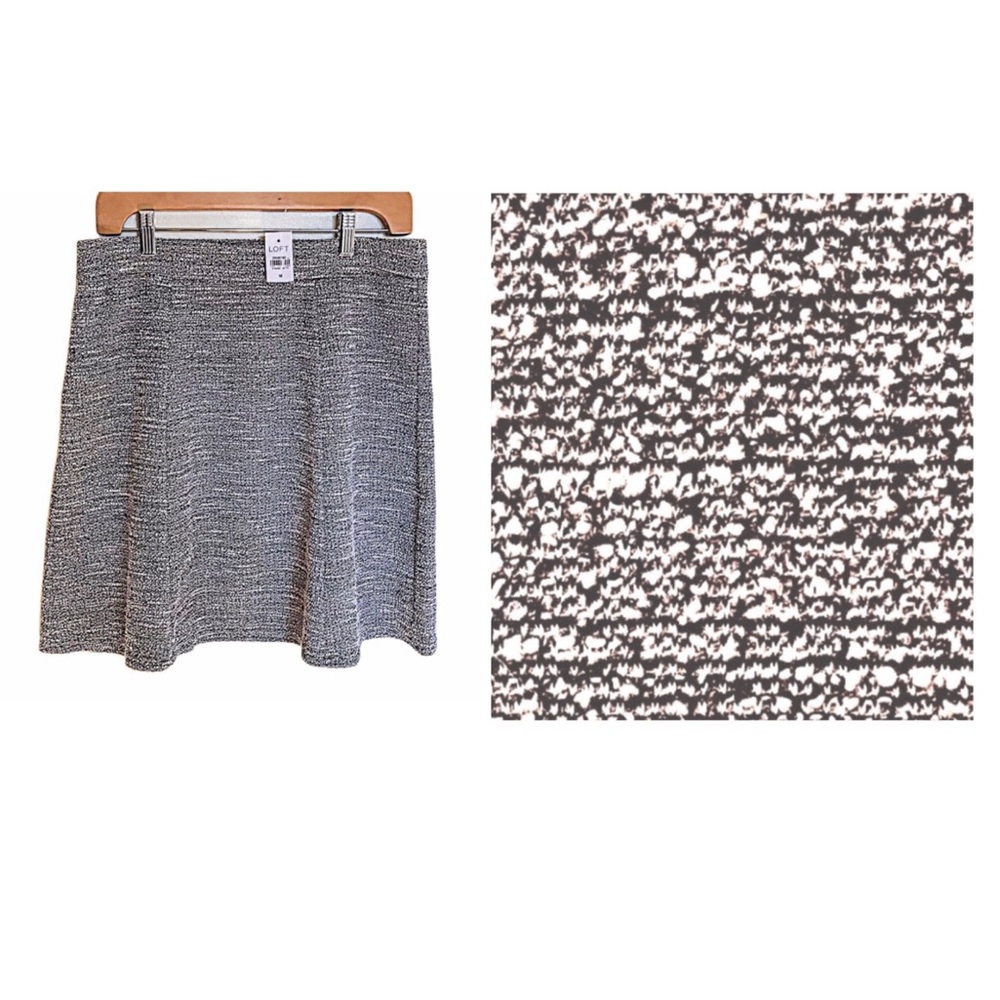LOFT Gray Winter Cotton Boucle Circle Skirt Size Medium NEW WITH TAGS